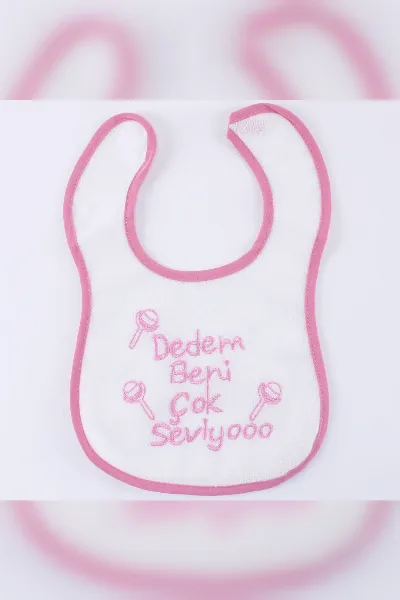 Kız Bebek Dedem Beni Çok Seviyo Yazılı Pembe Önlük