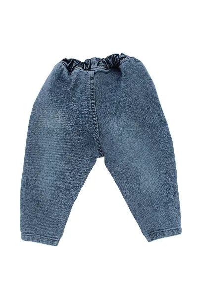 Erkek Bebek Hardal Mavi Kot Pantolonlu Çizgili Badili Şişme Yelekli 3'lü Takım