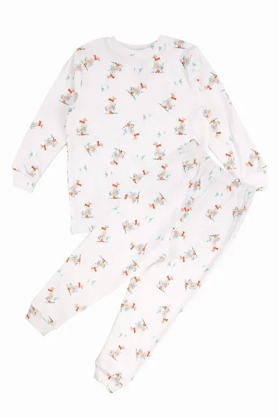 Unisex Ekru Ördek Baskılı Pijama Takımı