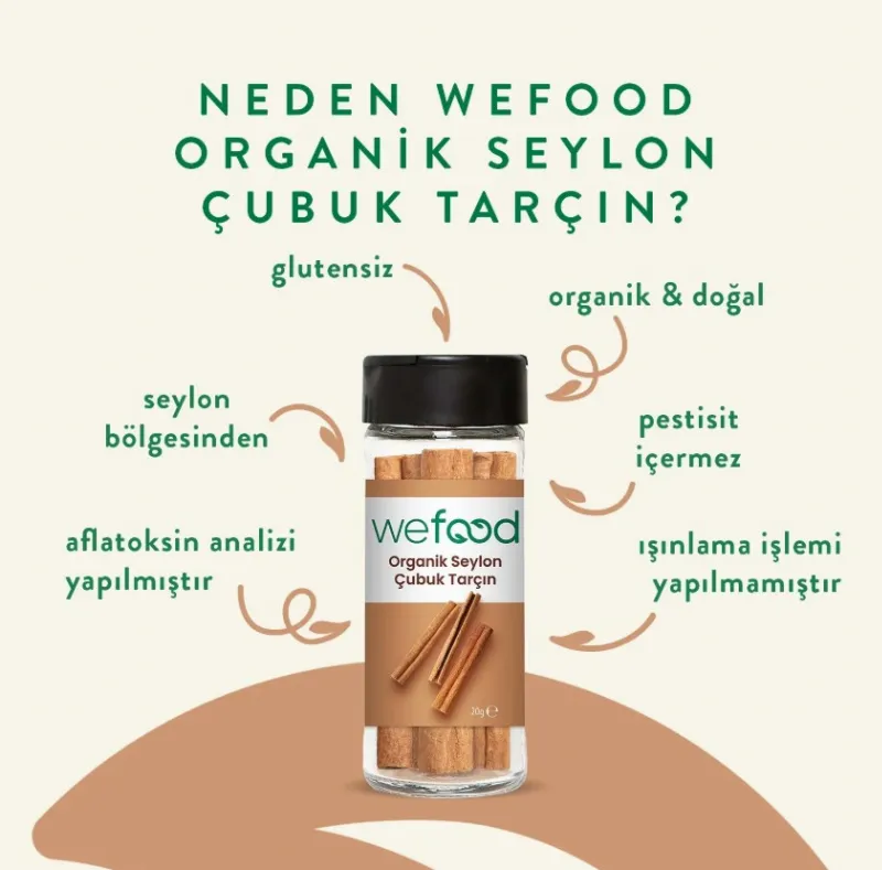 Wefood Organik Seylon Tarçın Çubuk 20 Gr