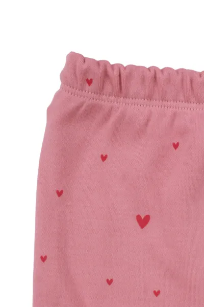 Kız Bebek Pembe Tavşan Baskılı Fırfırlı Patikli Pijama Takımı 0-3 Ay