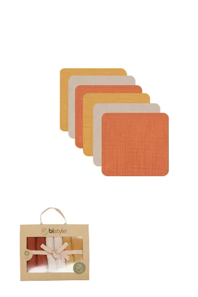 Bistyle 6'lı Müslin Mendil 20x20 cm 90106 Kiremit Bej Hardal