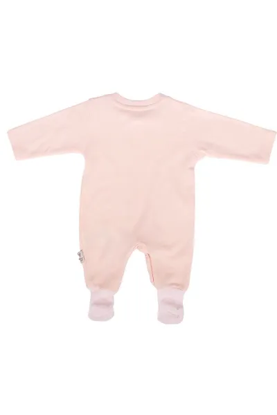 Kız Bebek Somon Sade Çıtçıtlı Kendinden Çoraplı Tulum