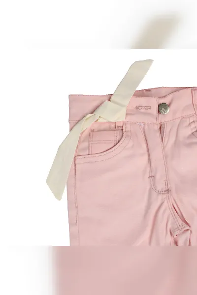 Kız Çocuk Ekru Pembe Bebe Yakalı Çiçek Nakışlı 2'li Takım