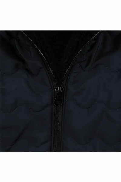 Unisex Lacivert İçi Peluş Kapitoneli Mont