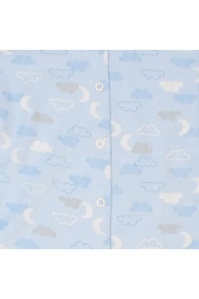 Erkek Çocuk Mavi Bulutlu Baskılı Çıtçıtlı 2'li Pijama Takımı
