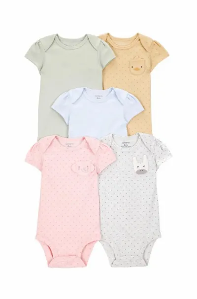 Carters Layette Kız Bebek Kısa Kollu 5li Body 1T010410 Renkli