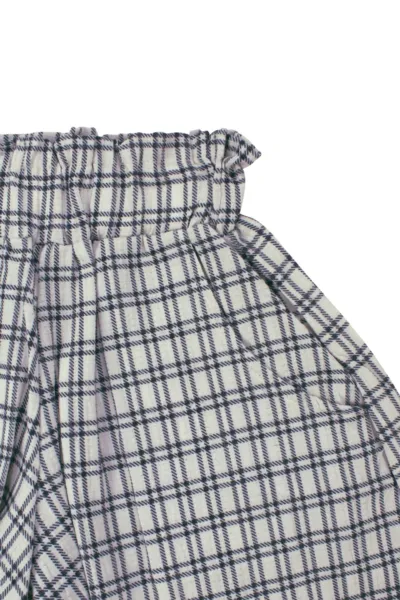 Unisex Ekru Siyah Ekoseli Gömlekli Şortlu 3'lü Takım