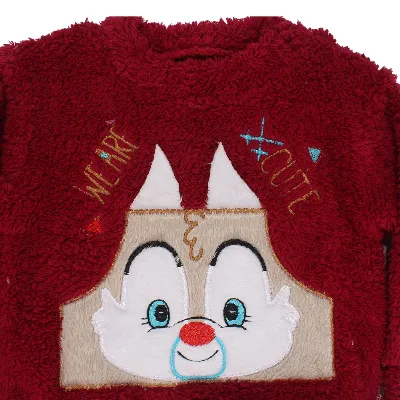 Unisex Bordo Tilkili Welsoft 2'li Peluş Takım