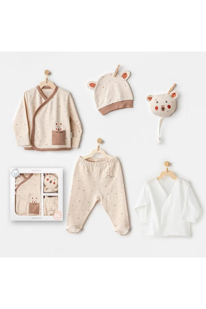 Andywawa AC25020 Adventurous Bear 5'Li Hastane Çıkışı Beige