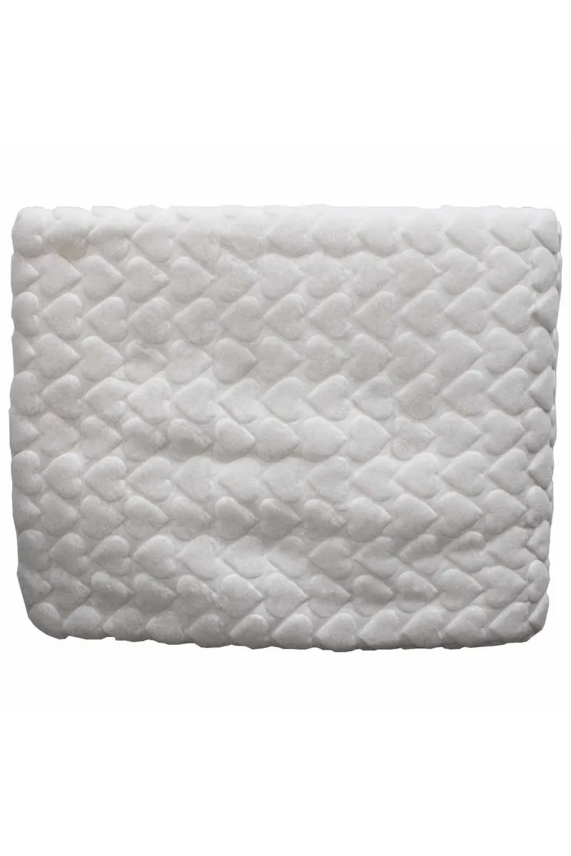 Ekru Kalp Kabartmalı Kalın Peluş Battaniye 100*120 cm