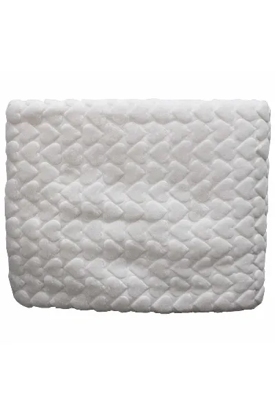 Ekru Kalp Kabartmalı Kalın Peluş Battaniye 100*120 cm
