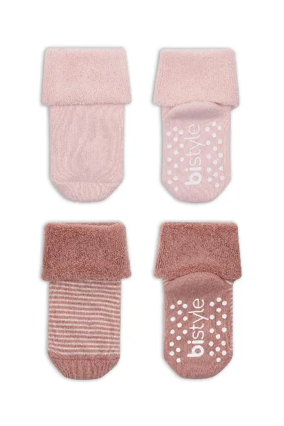 Bistyle 2'Li Çemberli Kaymaz Havlu Soket Çorap 10503 Pudra Pembe