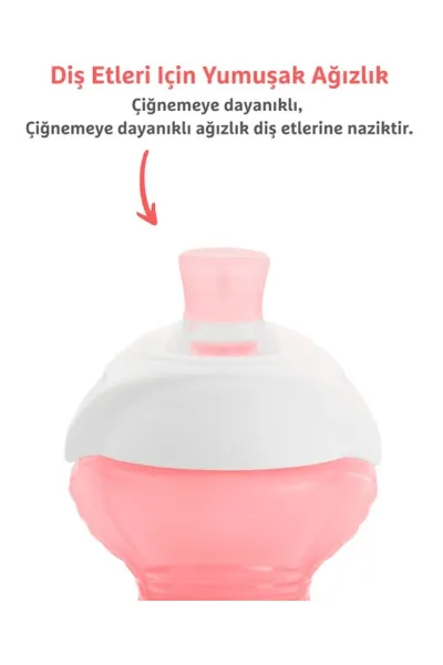 Munchkin Click Lock Isırmaya Dayanıklı Emzikli Bardak 9 Ay+ 296 ml 90063 DLST Pembe