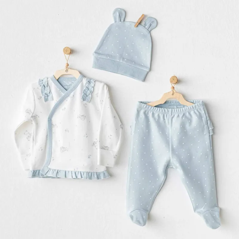 Andywawa AC25646 Cuddly Bunny Bear 3'Lü Zıbın Set Blue