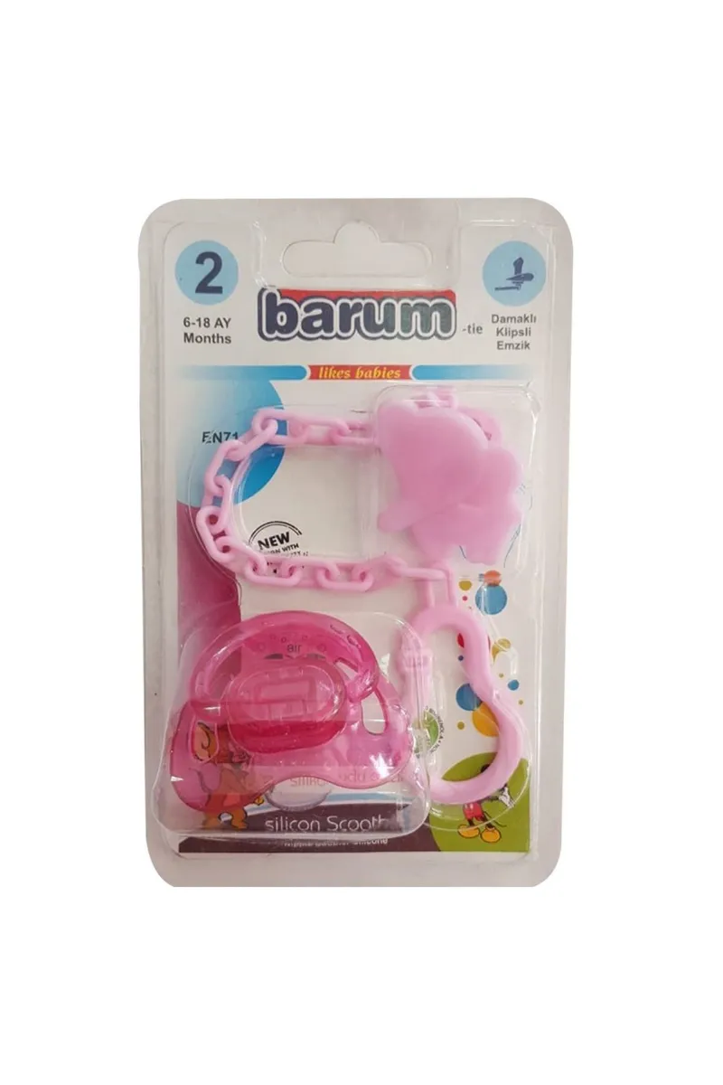 Barum Damakıl Klipsli Pembe Askılı Emzik