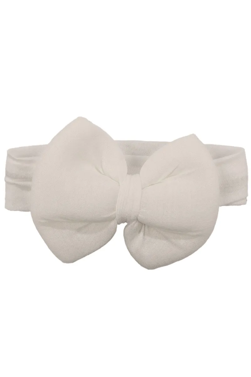 Kız Bebek Büyük Fiyonklu Beyaz Bandana