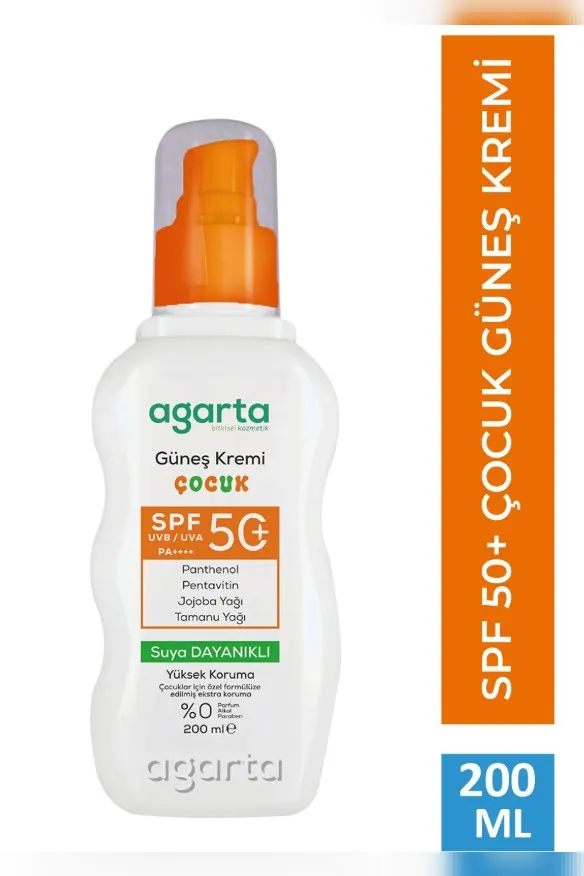 Agarta Doğal Güneş Kremi Çocuk 50 SPF 200 ml