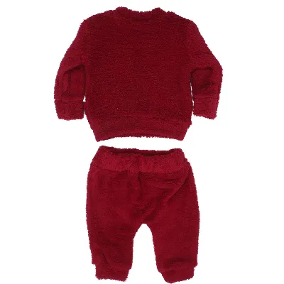 Unisex Bordo Tilkili Welsoft 2'li Peluş Takım
