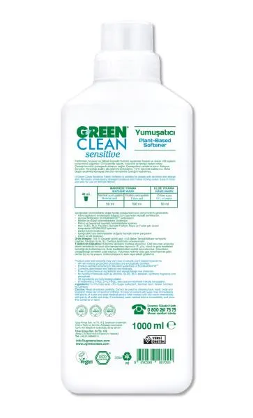 Green Clean Sensitive Parfümsüz Bitkisel Yumuşatıcı 1000 ml