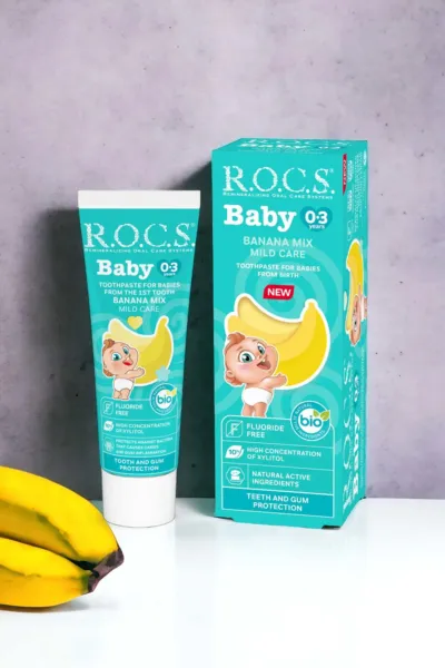 R.O.C.S. Baby Diş Macunu Muz Püresi Tadında 0-3 Yaş 45 Gr