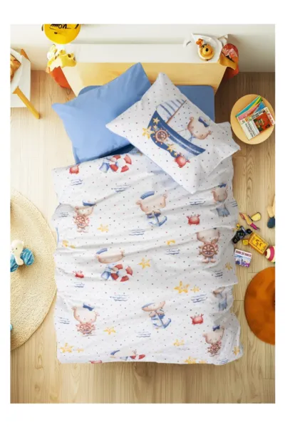 Cotton Box Ranforce Bebek Nevresim Takımı Seaman Mavi