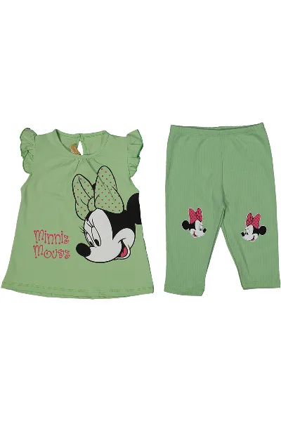 Kız Bebek Yeşil Mickey Mouse Desenli Taytlı 2'li Takım