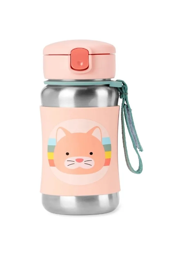 Skip Hop Zoo Pipetli Paslanmaz Çelik Suluk 350 ml Kedi