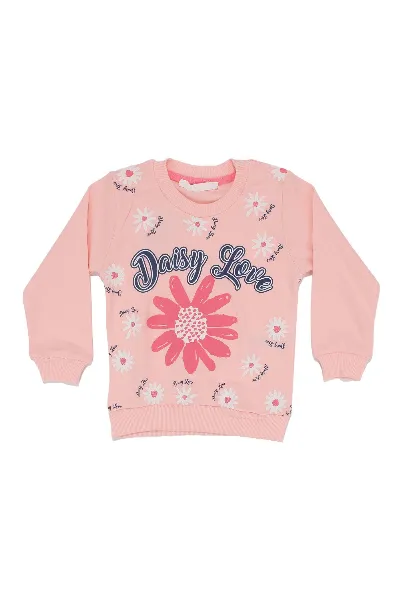 Kız Çocuk Pudra Daisy Love Papatya Baskılı 2'li Takım