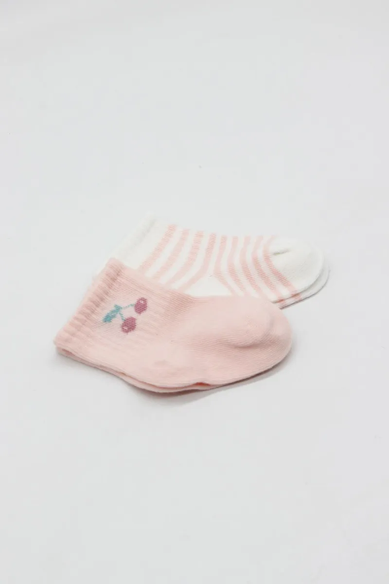 Bistyle Little Girl Penye Soket Çorap 2li 10139 Pembe Ekru