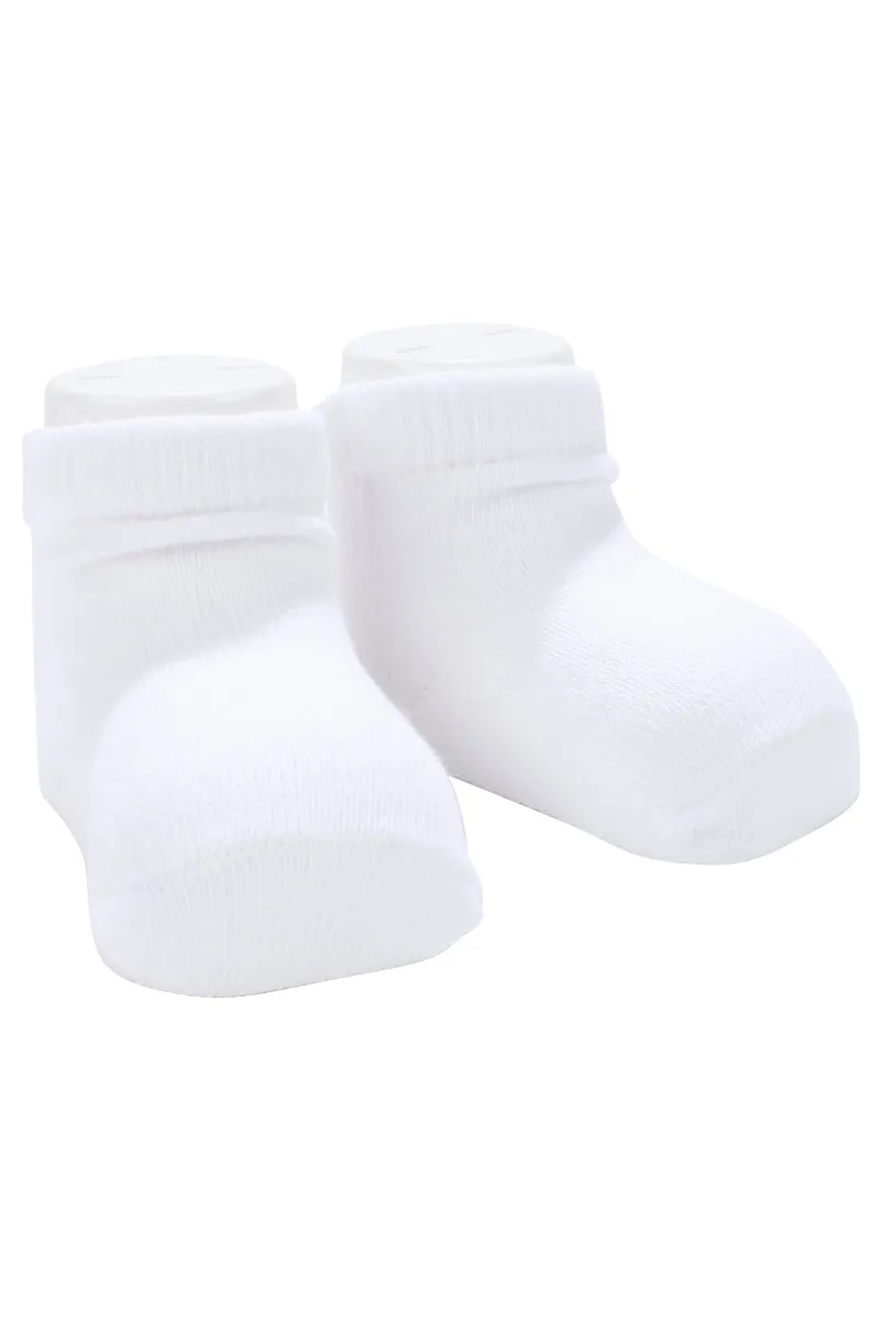 Unisex Beyaz Düz Patik Çorap 0-6 Ay