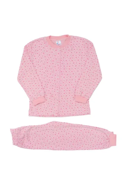 Kız Çocuk Pembe Yıldız Baskılı Çıtçıtlı Pijama Takımı