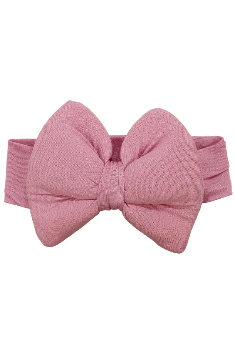 Kız Bebek Büyük Fiyonklu Pembe Bandana