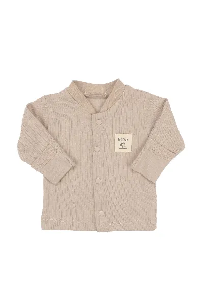 Unisex Bej Fitilli Düğümlü Bereli Little me Kendinden Eldivenli 3'lü Takım