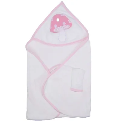 Kız Bebek Pembe Mantar Desenli Havlu Lif Set