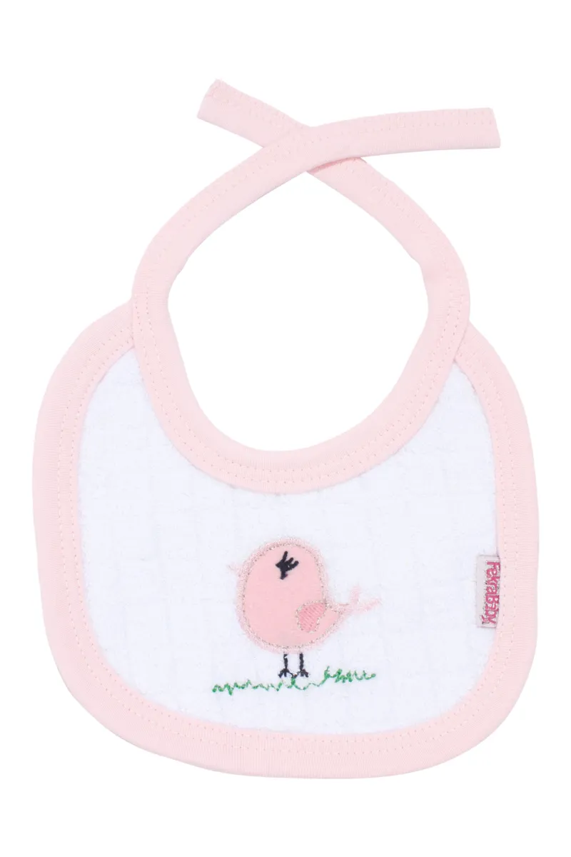 Unisex Pembe Civciv Motifli Havlu Bağlamalı Önlük