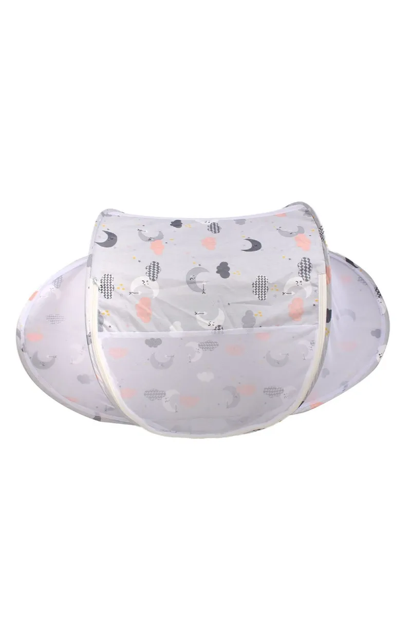 Gri Pembe Bulut Ay Desenli Katlanabilir Bebek Sineklik Cibinlik
