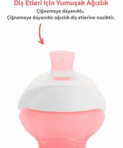 Munchkin Click Lock Isırmaya Dayanıklı Emzikli Bardak 9 Ay+ 296 ml 90063 DLST Pembe