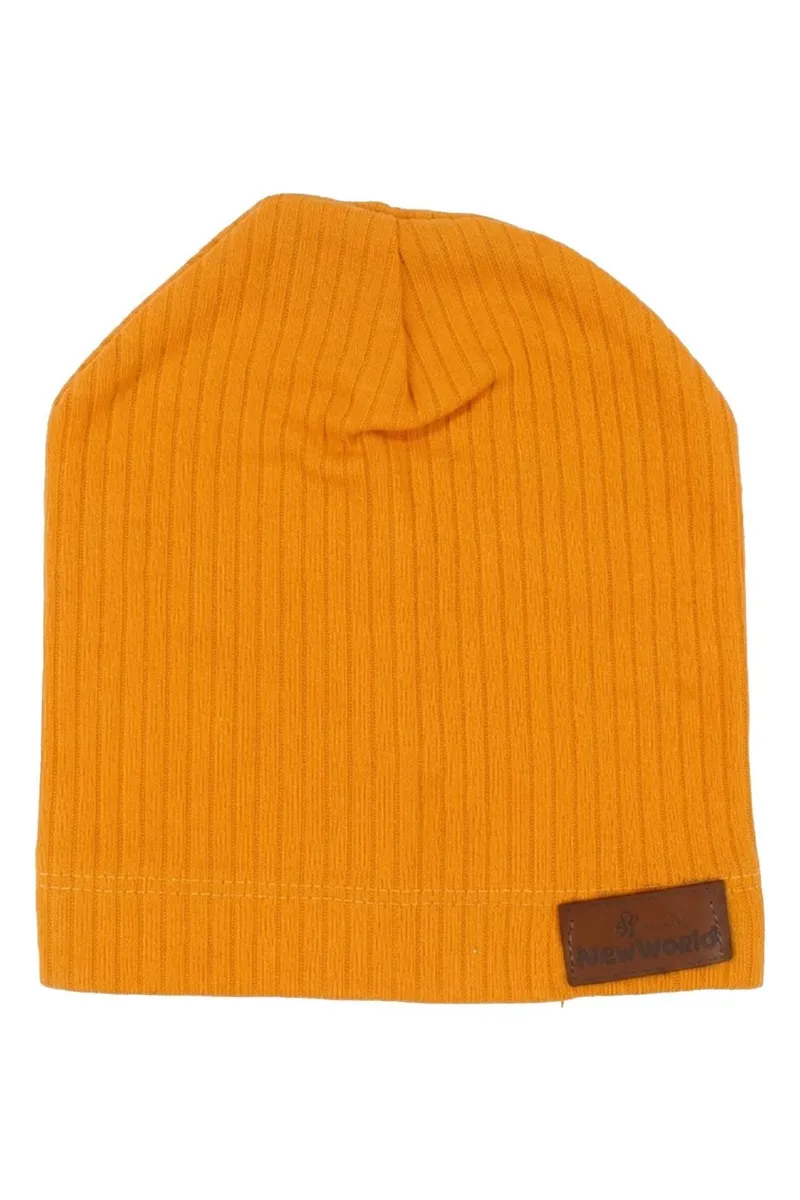 Unisex Sarı New World Deri Etiketli Fitilli Raporlu Bere