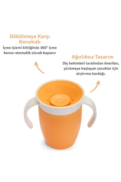 Munchkin Mucize 360° Alıştırma Bardağı 6 Ay+ 207 ml Turuncu