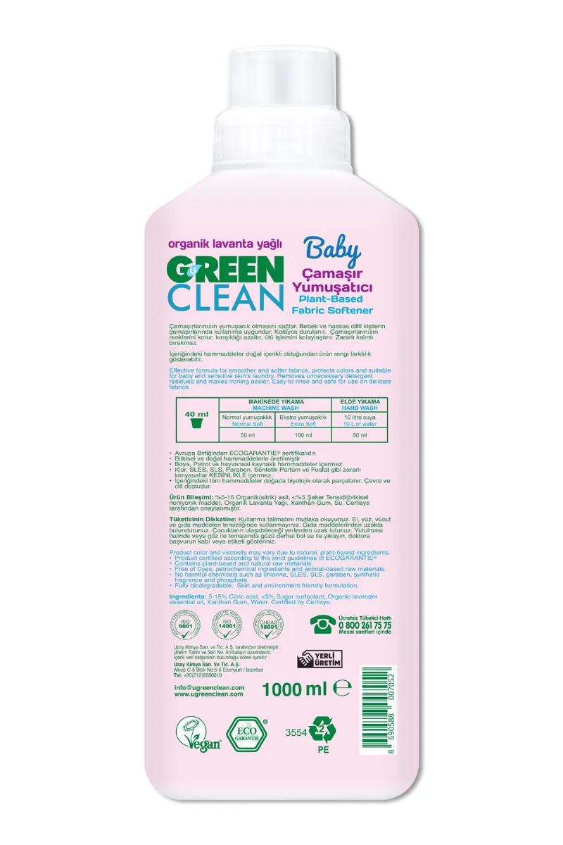 Green Clean Baby Bitkisel Çamaşır Yumuşatıcı 1000 ml