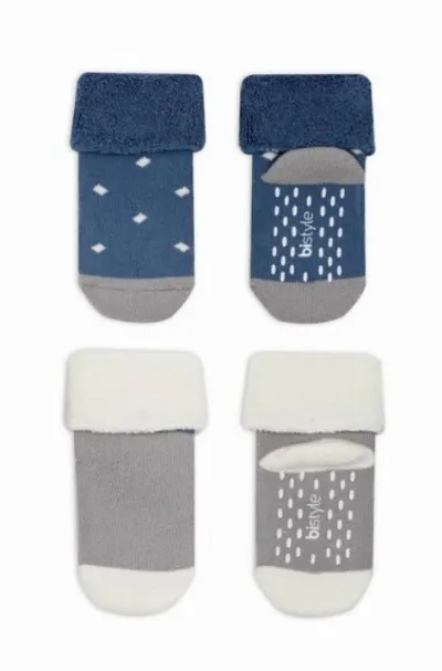 Bistyle 2li Havlu Soket Kaymaz Point Boy 10506 İndigo Gri