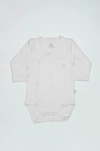 Bistyle Organik Natural Basic Style Kruvaze Uzun Kol Body BS17102 Beyaz