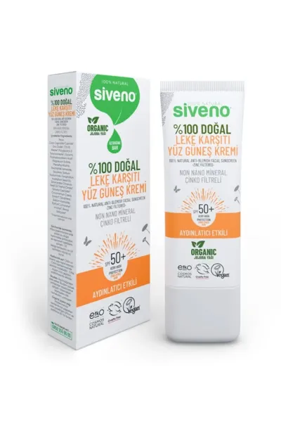 Siveno %100 Doğal Leke Karşıtı SPF 50+ Yüz Güneş Kremi