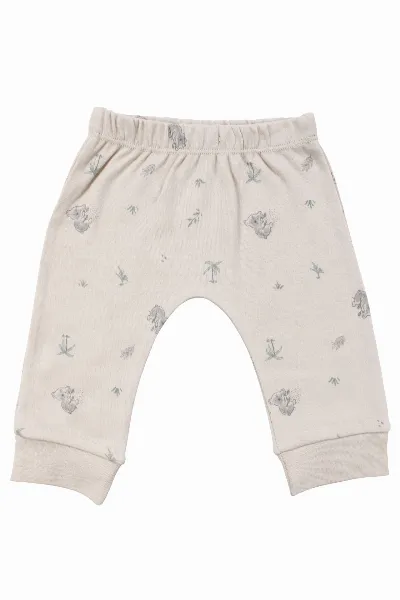 Unisex Bej Koala Desenli Organik Üçlü Pijama Takımı