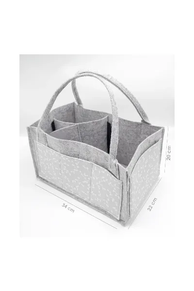 BabyJem Keçe Anne Bebek Bakım Çantası 772 Gri Çiçek
