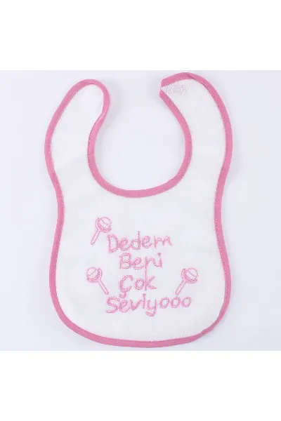 Kız Bebek Dedem Beni Çok Seviyo Yazılı Pembe Önlük