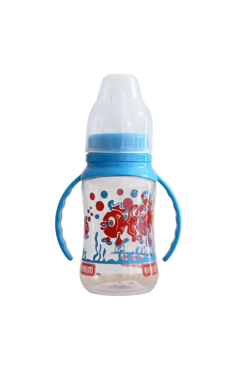 Barum Kırmızı Balıklı Mavi Kulplu Biberon 150 ml