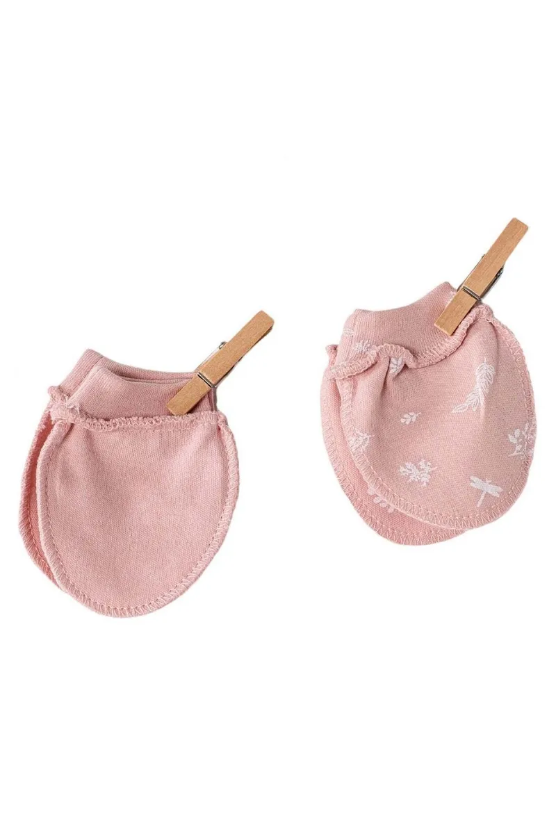 Andywawa AC23070 Floral 100% Organic Cotton Prematüre Eldiven Pink