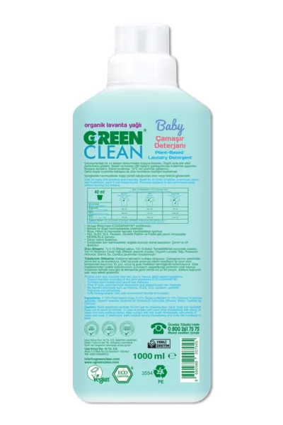 Green Clean Baby Bitkisel Çamaşır Deterjanı 1000 ml (20 Yıkama)